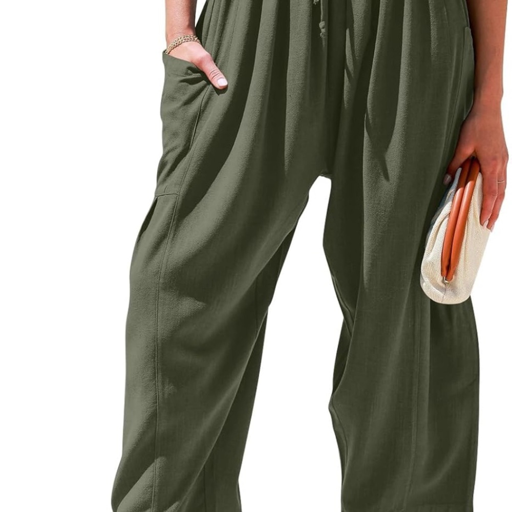 Olive Green Women's Casual Pants - Picture 3 of 3